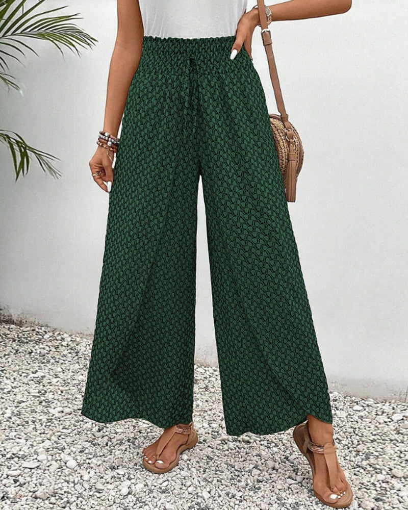 Women's Wide Leg Trousers with Smocked Waist
