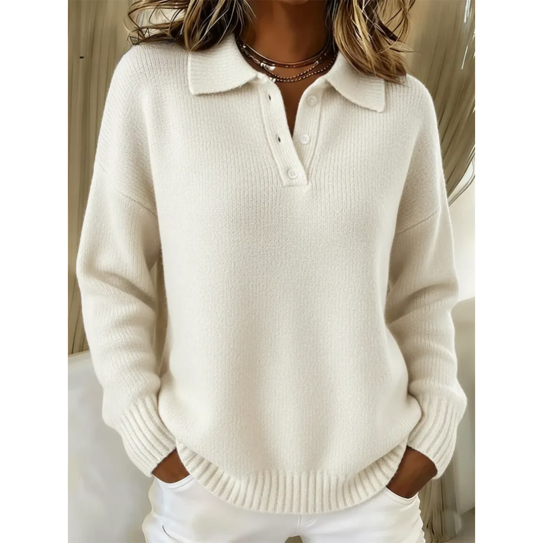 Women's Wool-Blend Polo Neck Knit Sweater