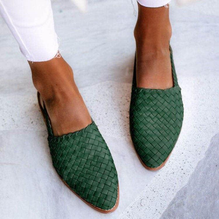 Women's Woven Faux Leather Flats