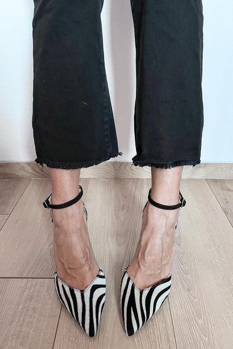 Women's Zebra-Print Block Heel Sandals