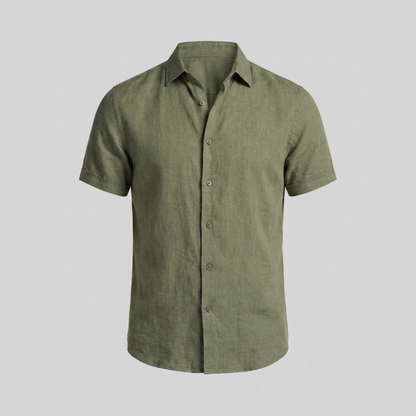 Men's Linen Short Sleeve Shirt for Summer Casual Wear