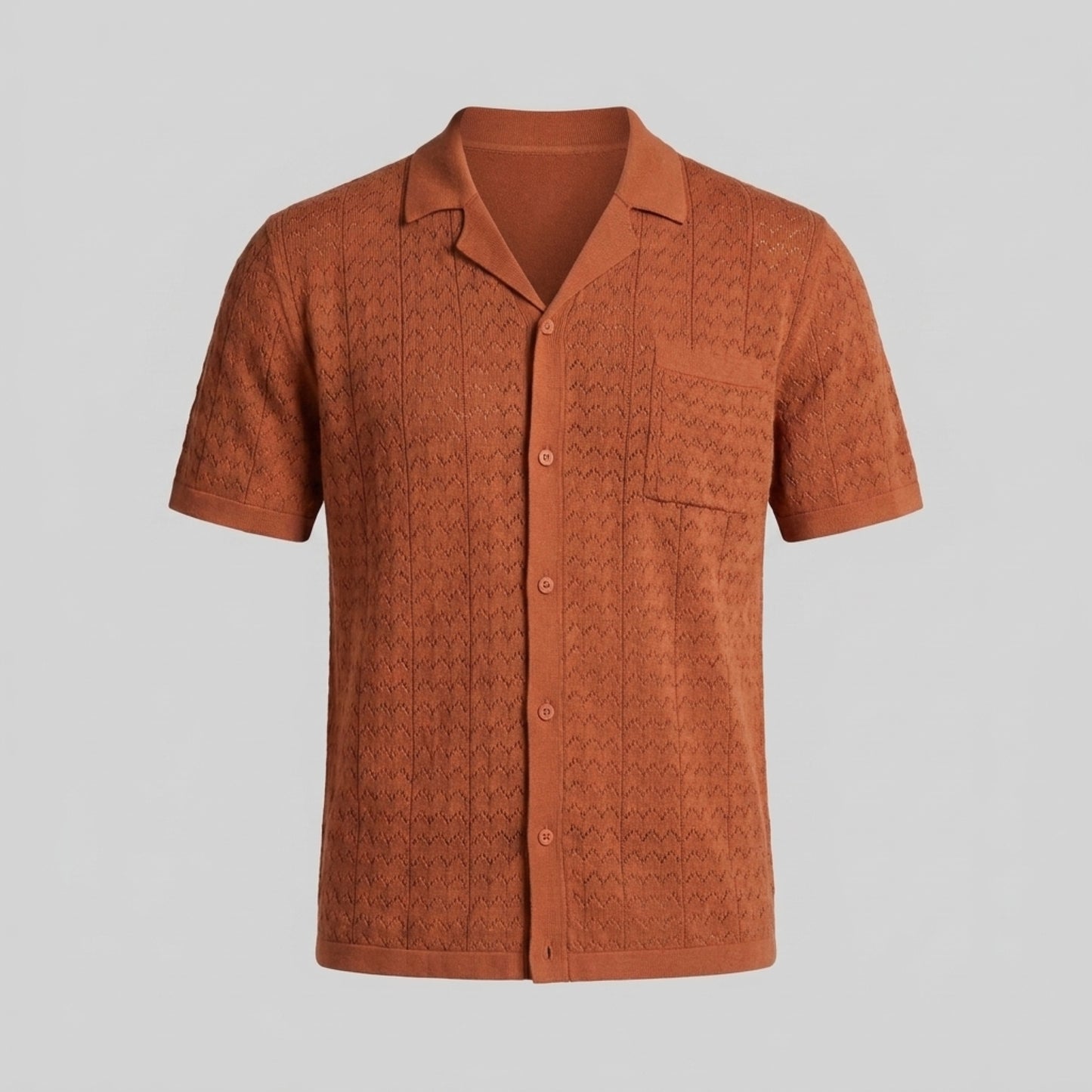Men's Knit Polo Shirt with Geometric Design