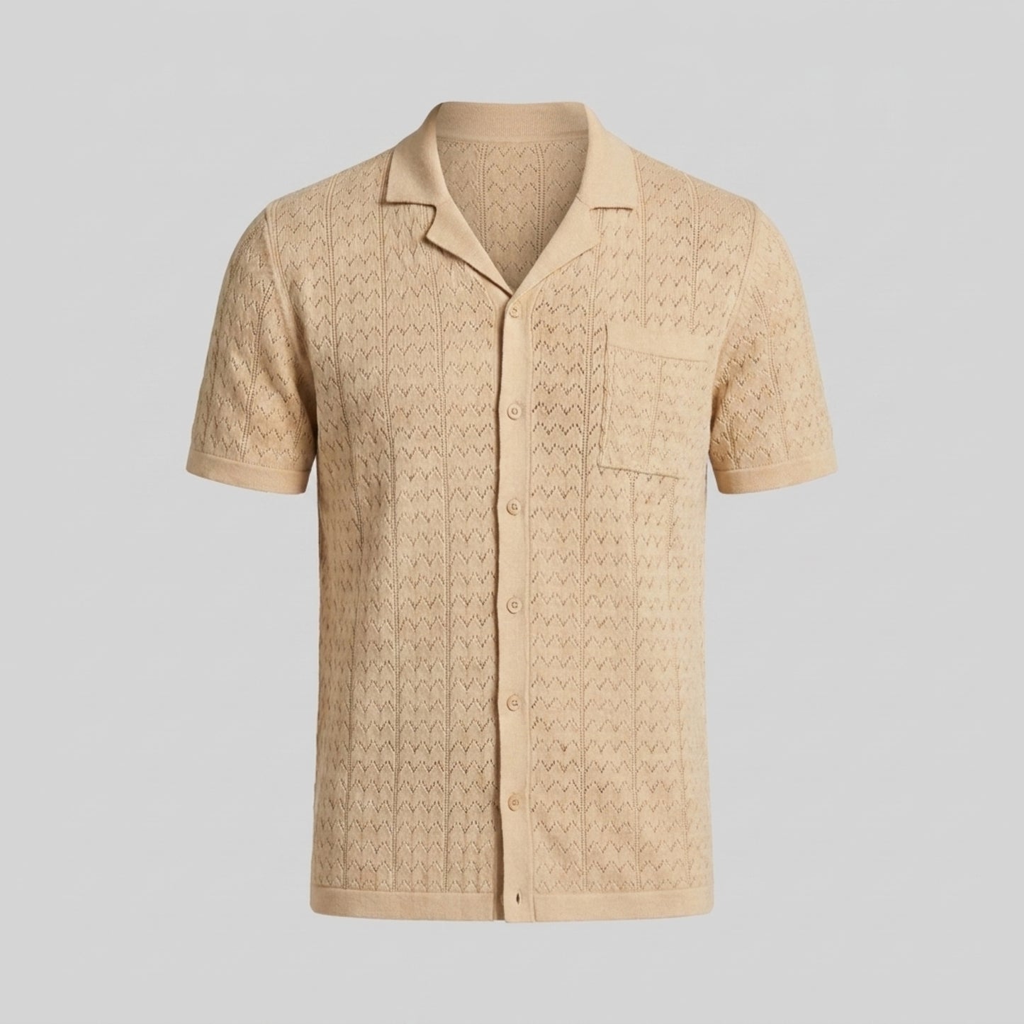 Men's Knit Polo Shirt with Geometric Design