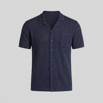 Men's Knit Polo Shirt with Geometric Design