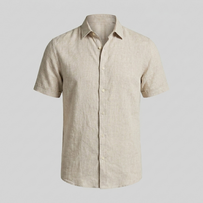 Men's Linen Short Sleeve Shirt for Summer Casual Wear