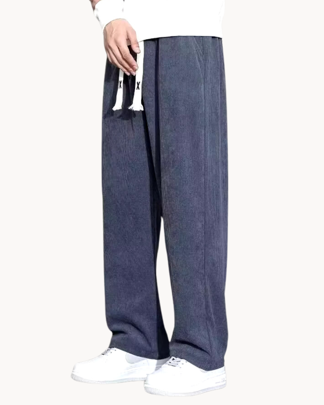 Corduroy Trousers – Drawstring Waist & Relaxed Shape