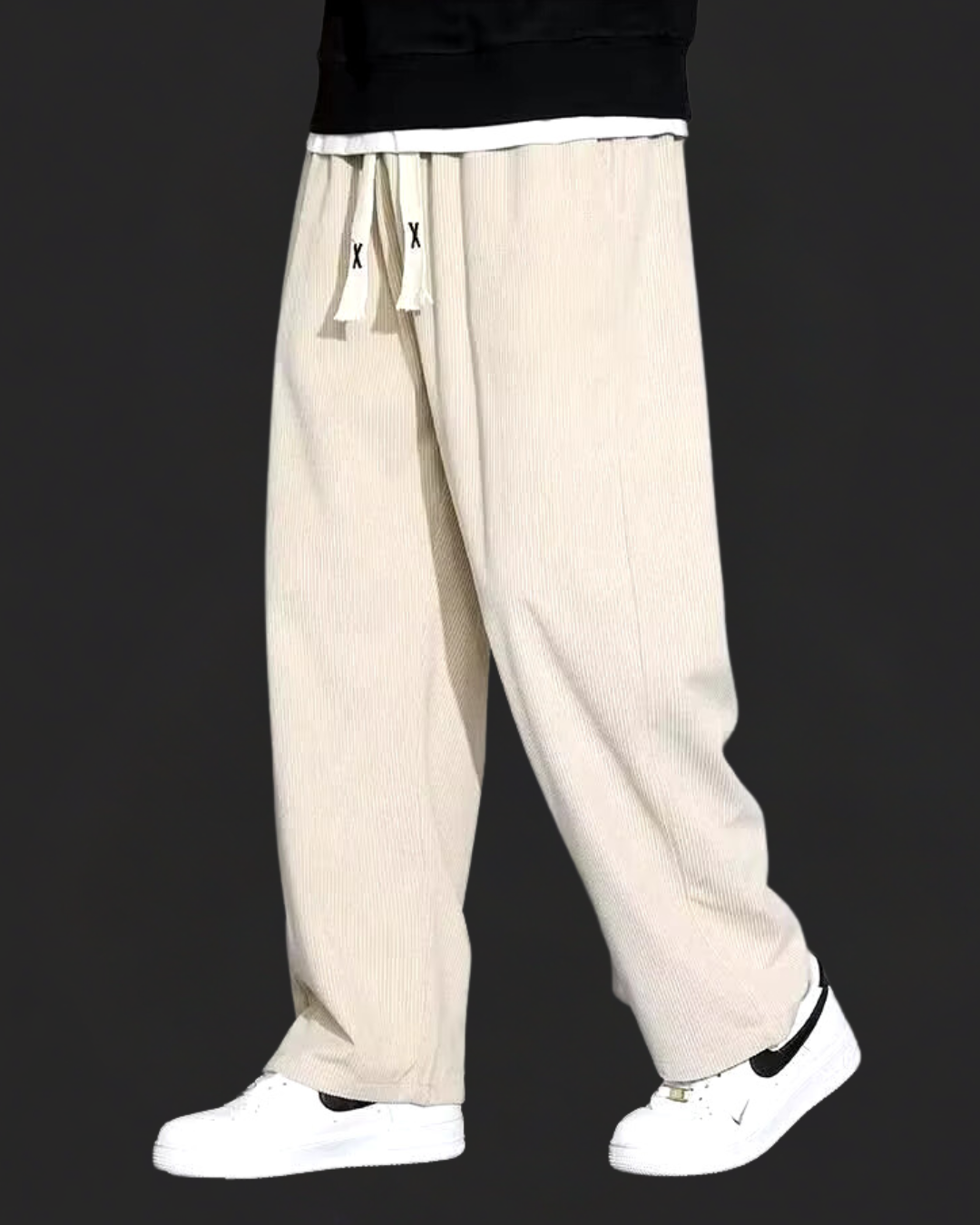 Corduroy Trousers – Drawstring Waist & Relaxed Shape