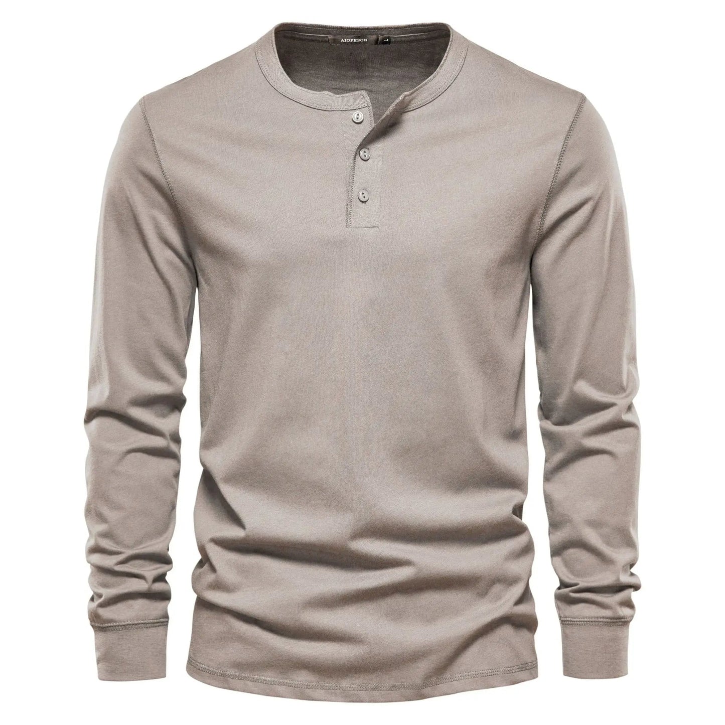 Cotton Blend Henley – Button Neck & Long Sleeves