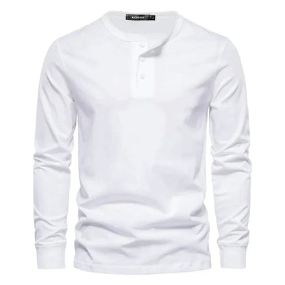 Cotton Blend Henley – Button Neck & Long Sleeves