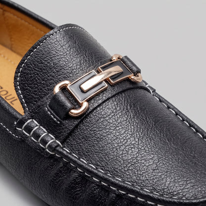 Men's Leather Moccasin Loafers - Casual Slip-On Shoes