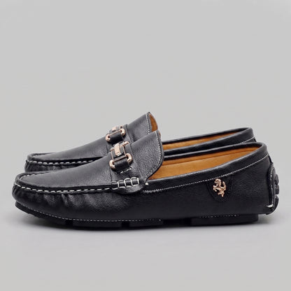 Men's Leather Moccasin Loafers - Casual Slip-On Shoes