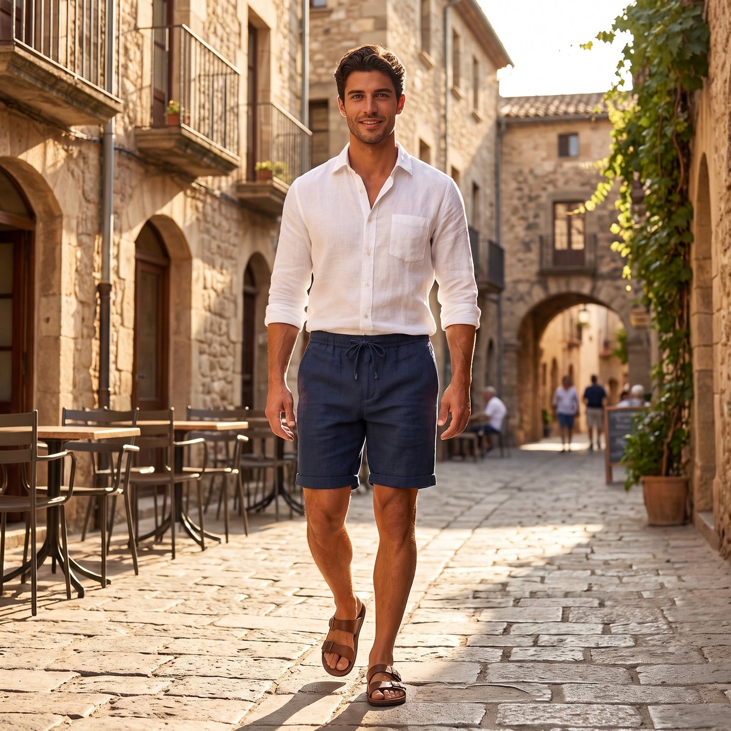 Men's Linen Blend Shorts for Summer Casual Wear