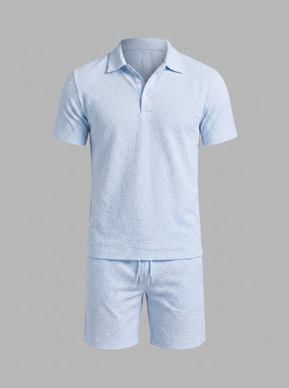 Men's Jacquard Shirt and Shorts Summer Set