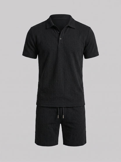 Men's Jacquard Shirt and Shorts Summer Set