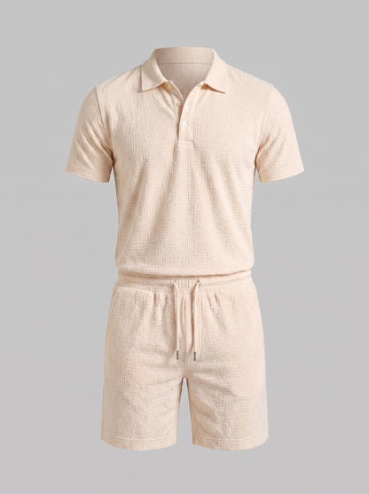 Men's Jacquard Shirt and Shorts Summer Set