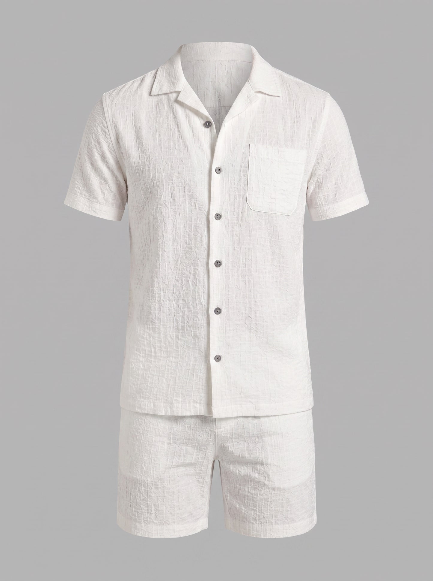 Men's Linen Short Sleeve Shirt and Shorts Set