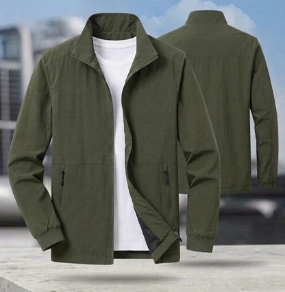 Men's Bomber Jacket with Zip Stand-Up Collar