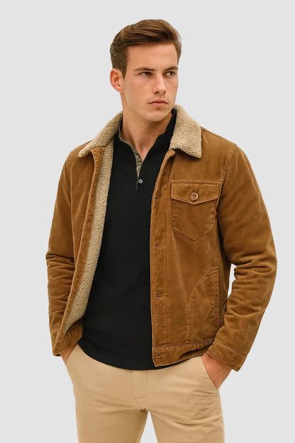 Men's Fleece-Lined Winter Jacket with Deep Pockets