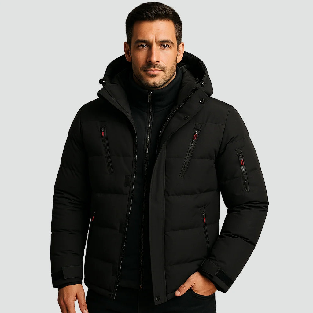 Men's Hooded Puffer Jacket Water-Repellent
