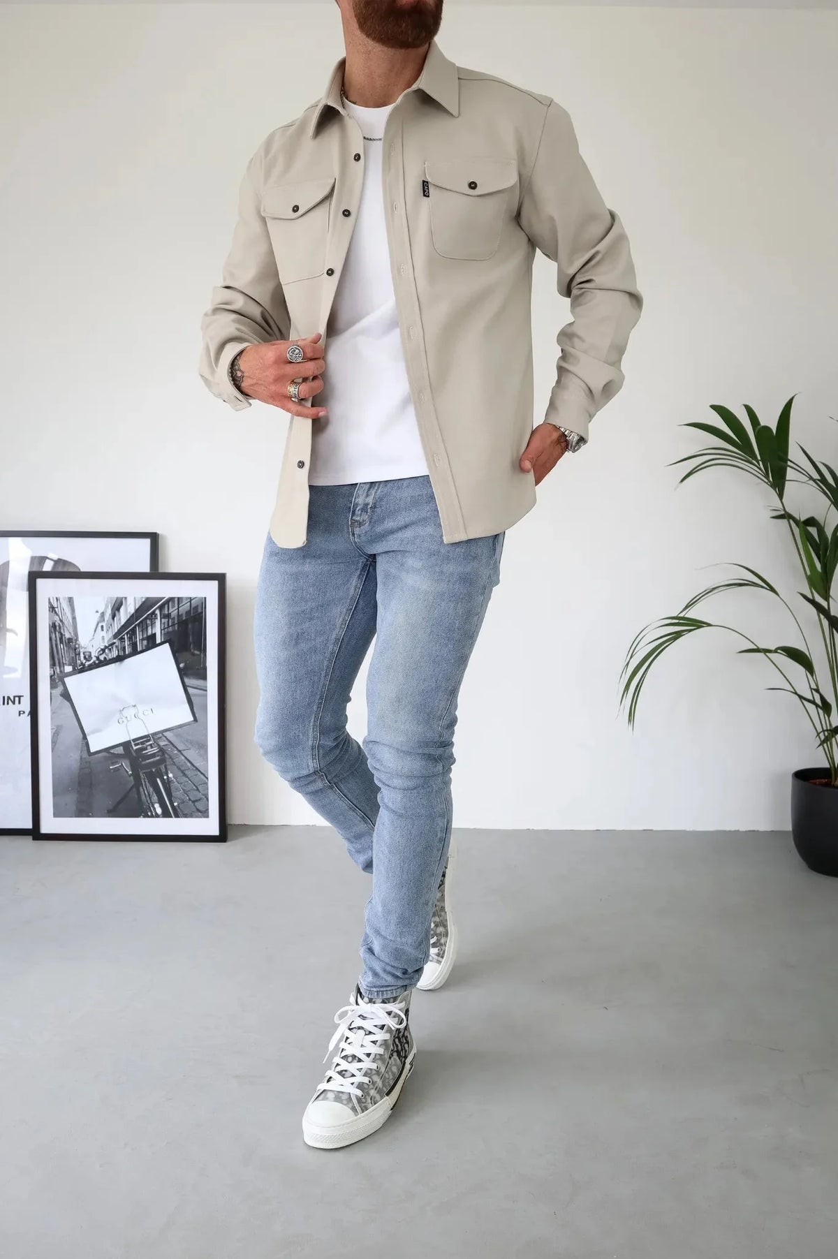 Men's Lightweight Overshirt Jacket with Chest Pockets
