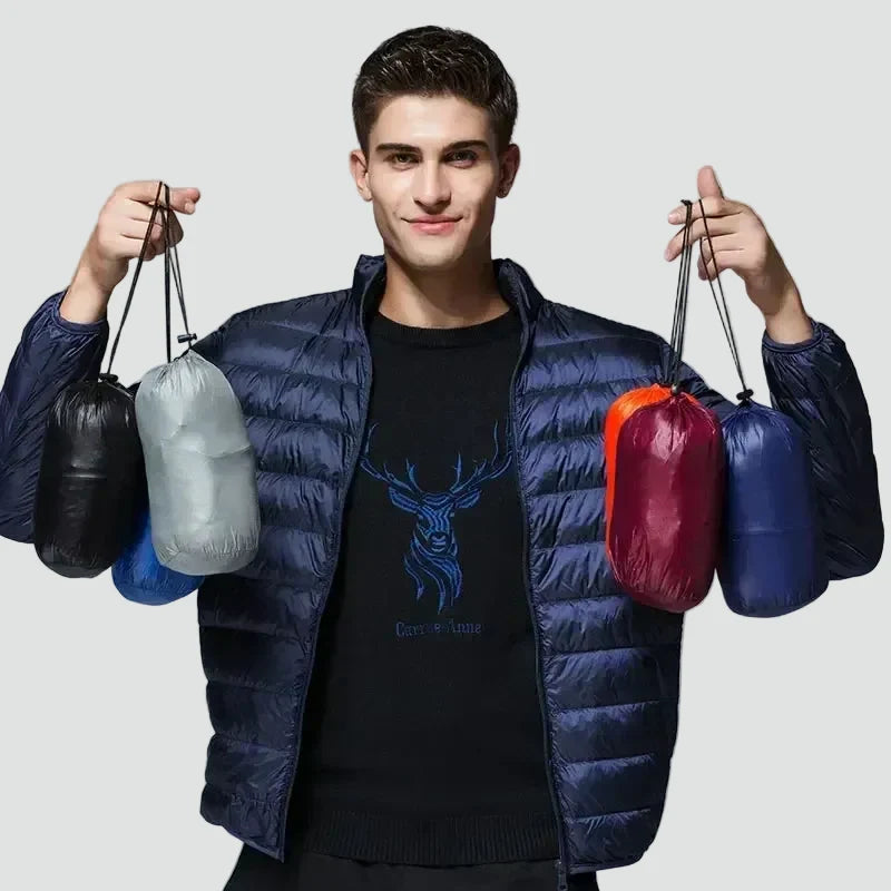 Men's Lightweight Puffer Jacket with Compact Storage