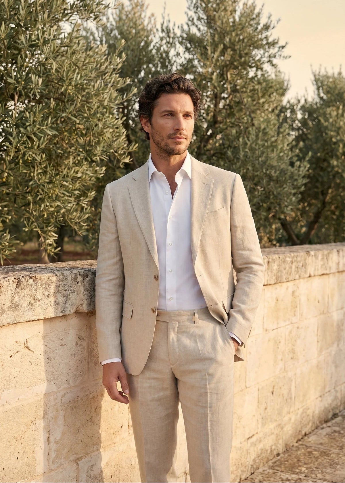 Men's Linen Blend Formal Summer Suit