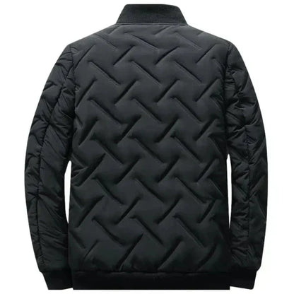 Men's Puffer Jacket with Stand-Up Collar and Zippered Pockets