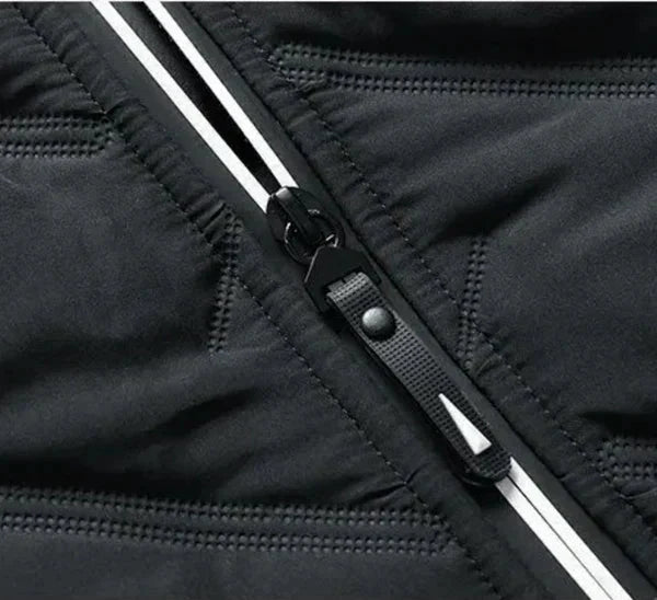 Men's Puffer Jacket with Stand-Up Collar and Zippered Pockets