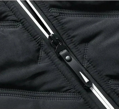 Men's Puffer Jacket with Stand-Up Collar and Zippered Pockets