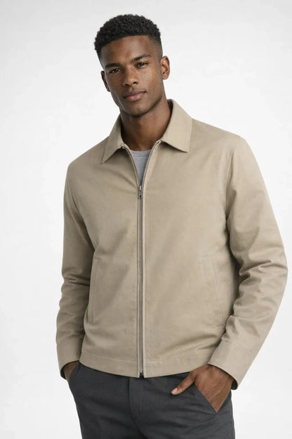Men's Slim Fit Mid-Season Jacket with Classic Collar