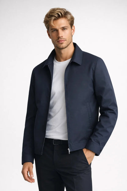 Men's Slim Fit Mid-Season Jacket with Classic Collar