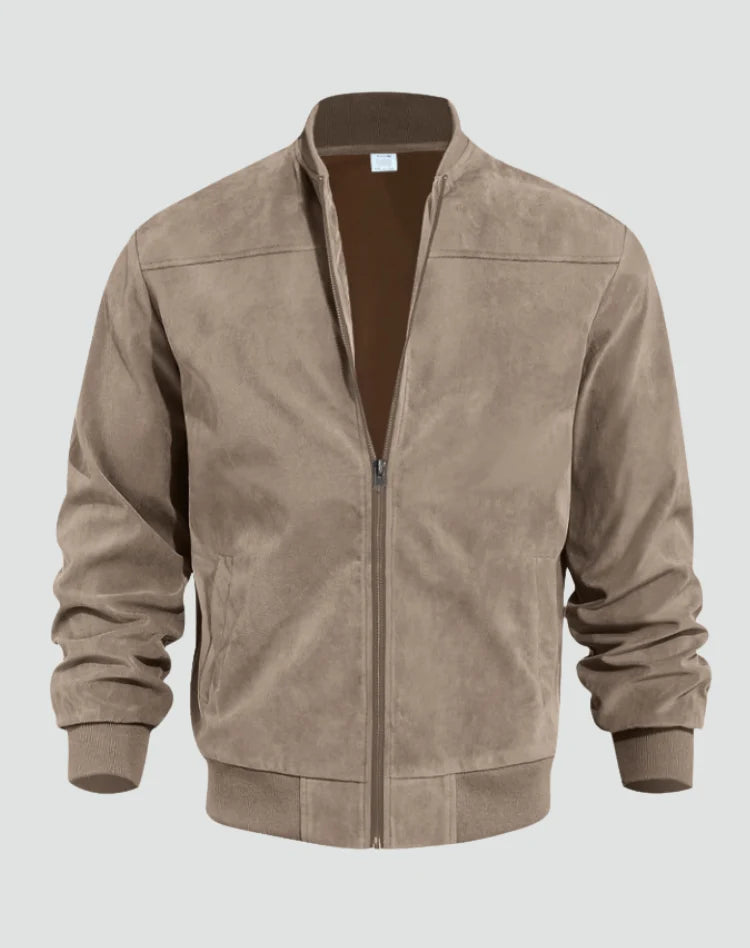 Men's Slim Fit Suede Bomber Jacket