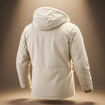 Men's Water-Repellent Hooded Parka Jacket with Cargo Pockets