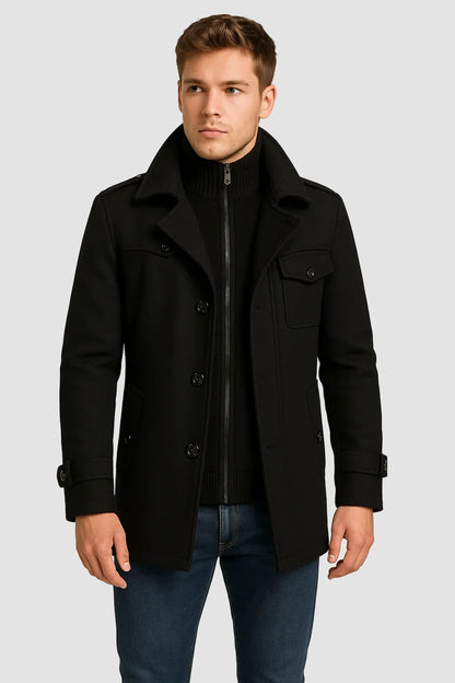 Men's Winter Jacket with Thermal Lining and Windproof Collar