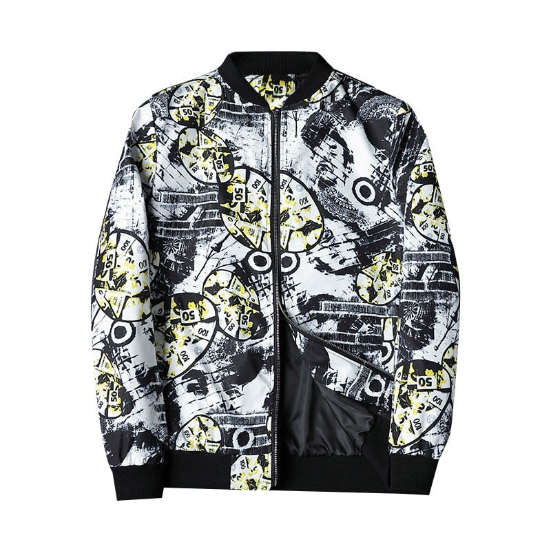 Men's Abstract Print Bomber Jacket