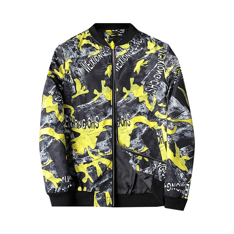 Men's Abstract Print Bomber Jacket