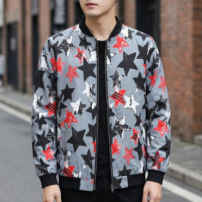 Men's Abstract Print Bomber Jacket