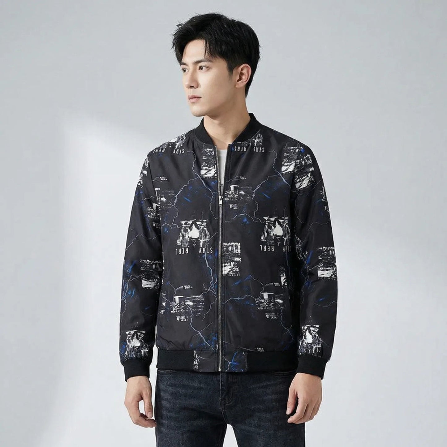Men's Abstract Print Bomber Jacket