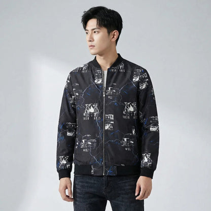 Men's Abstract Print Bomber Jacket