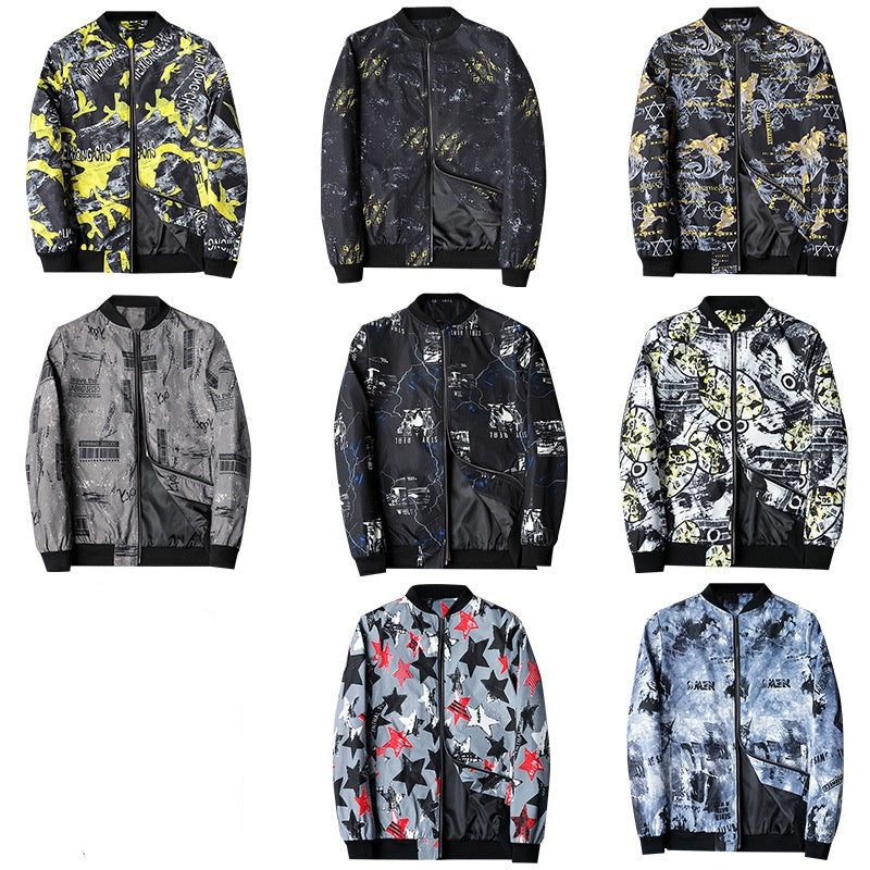 Men's Abstract Print Bomber Jacket