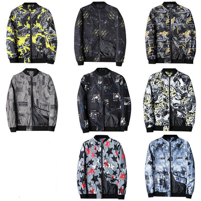 Men's Abstract Print Bomber Jacket