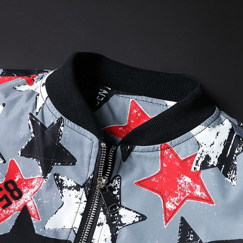 Men's Abstract Print Bomber Jacket