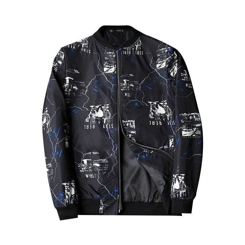 Men's Abstract Print Bomber Jacket