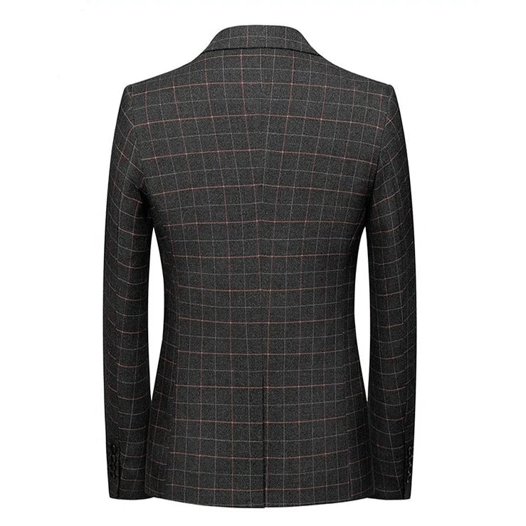 Men's Black Checkered Blazer Jacket