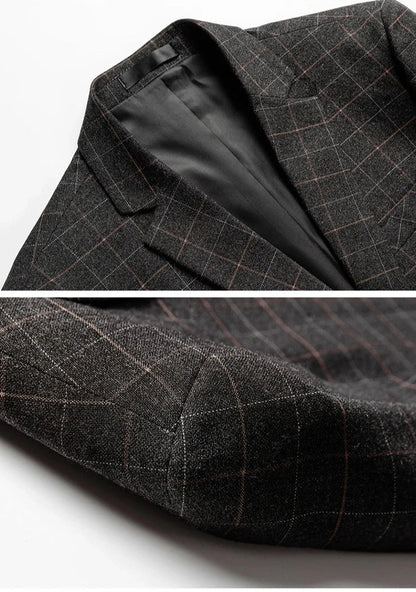 Men's Black Checkered Blazer Jacket