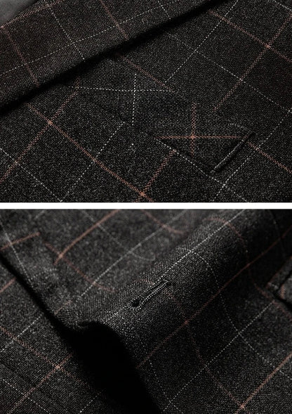 Men's Black Checkered Blazer Jacket