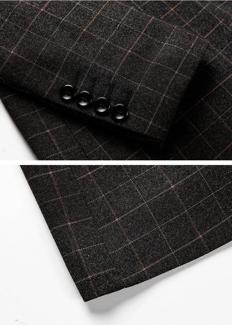 Men's Black Checkered Blazer Jacket