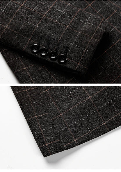 Men's Black Checkered Blazer Jacket