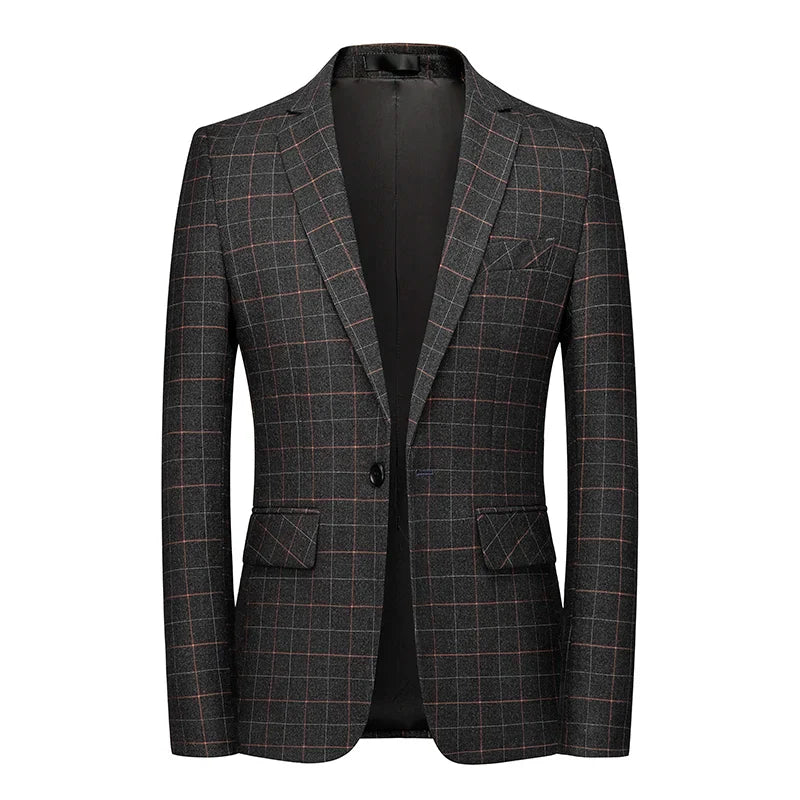 Men's Black Checkered Blazer Jacket