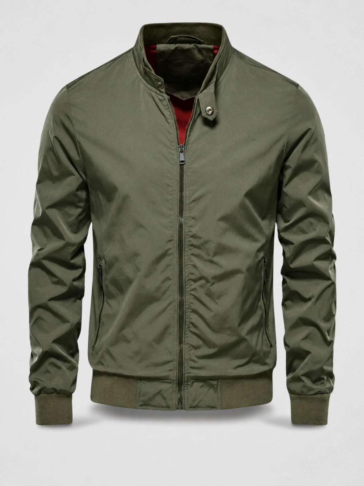 Men's Bomber Jacket with Stand-Up Collar